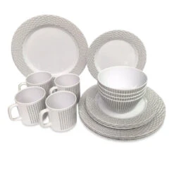 ROYAL KITCHENWARE 16 PIECE MELAMINE DINNER SET - ELEGANCE 0241 CARAVAN CAMPING