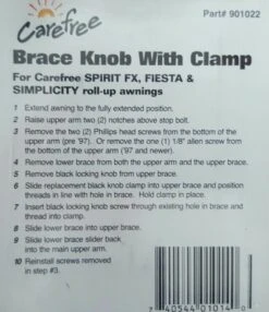 CAREFREE AWNING BRACE LOCKING KNOB WITH BACKING NUT 200-34120 CARAVAN RV -Sports Outdoor 112090216935 8