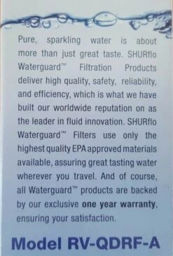 SHURFLO RV-QDRF-A GENUINE REPLACEMENT WATER FILTER CARAVAN JAYCO 036795 -Sports Outdoor 112096053396 3