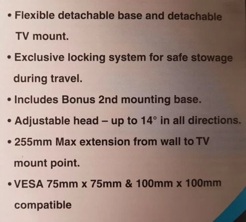 CAMEC CARAVAN TV BRACKET RV MEDIA 3 ARM 042164 MULTI FIT MOUNT INCLUDED 5 CAMEC CARAVAN TV BRACKET RV MEDIA 3 ARM 042164 MULTI FIT MOUNT INCLUDED - Image 5
