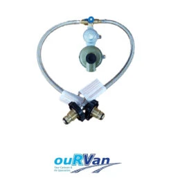 BRAIDED GAS PIGTAIL REGULATOR KIT CHANGEOVER TWIN CYL POL 1/4 INV FLARE 600MM - 51-HTFP14I600 KIT
