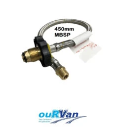 LPG BRAIDED GAS HOSE PIGTAIL FOR CARAVAN HAND WHEEL POL 1/4 MNPT 450MM - 51-HTFP14M450